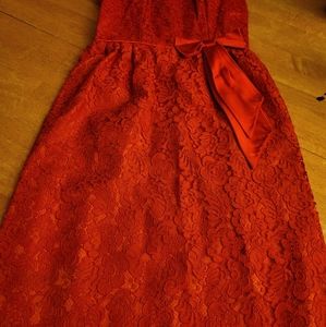 Vintage red lace dress fully lined